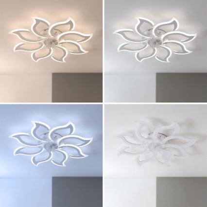 Brilagi - Dæmpbar LED-loftventilator LED/44W/230V Ø 90 cm hvid + fjernbetjening