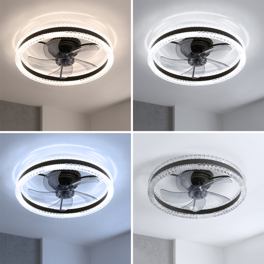 Brilagi - LED-dæmpbar loftventilator LED/62W/230V 3000-6500K Ø 50 cm sort + fjernbetjening