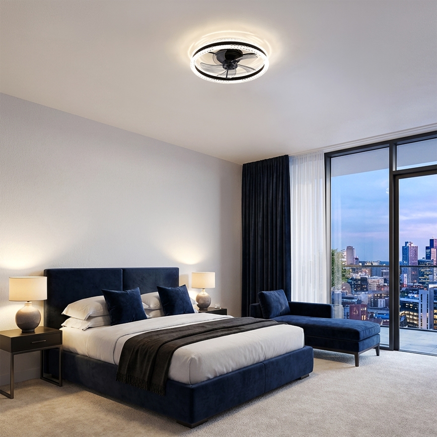 Brilagi - LED-dæmpbar loftventilator LED/62W/230V 3000-6500K Ø 50 cm sort + fjernbetjening