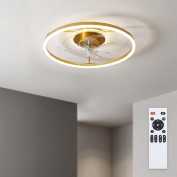 Brilagi - LED-dæmpbar loftventilator LED/66W/230V 3000-6500K Ø 55 cm hvid/guld + fjernbetjening