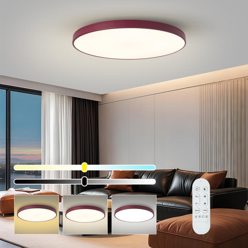 Brilagi - Dæmpbar LED-armatur POOL SMART LED/100W/230V Ø 80 cm 3000–6000K Wi‑Fi Tuya + fjernbetjening bordeaux
