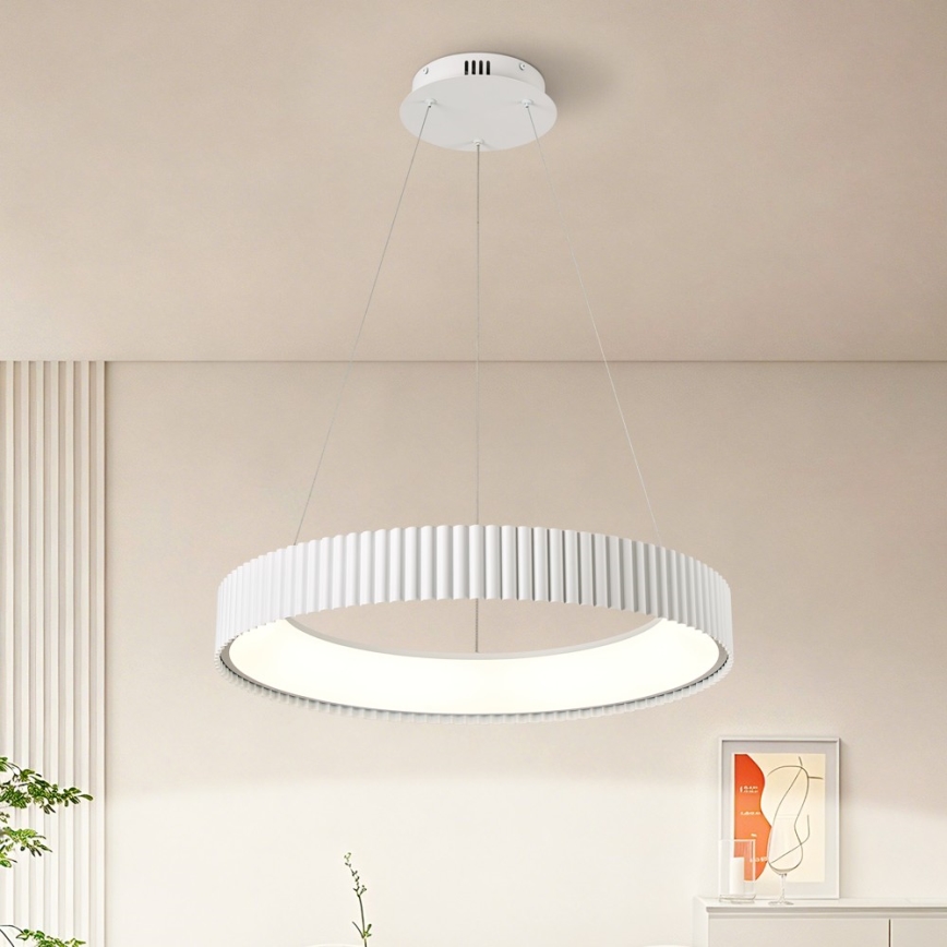 Brilagi - Dæmpbar LED-pendel på wire FALCON MODERN LED/54W/230V Ø 60 cm hvid + fjernbetjening