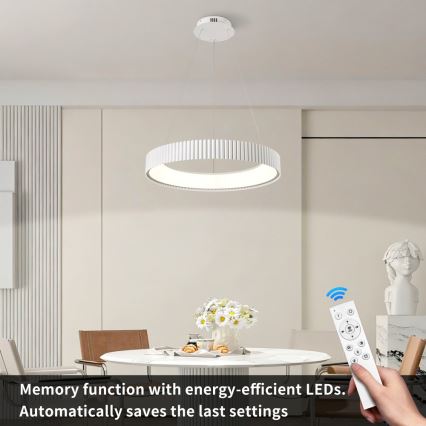 Brilagi - Dæmpbar LED-pendel på wire FALCON MODERN LED/54W/230V Ø 60 cm hvid + fjernbetjening
