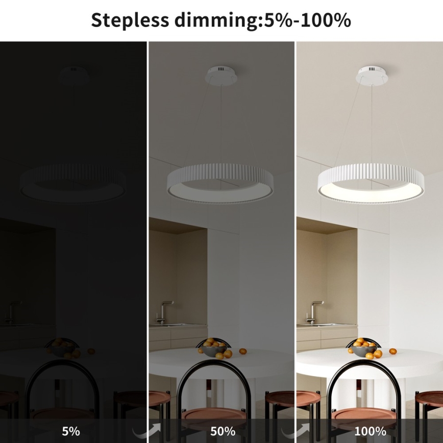 Brilagi - Dæmpbar LED-pendel på wire FALCON MODERN LED/54W/230V Ø 60 cm hvid + fjernbetjening