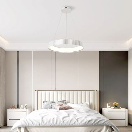 Brilagi - Dæmpbar LED-pendel på wire FALCON MODERN LED/54W/230V Ø 60 cm hvid + fjernbetjening
