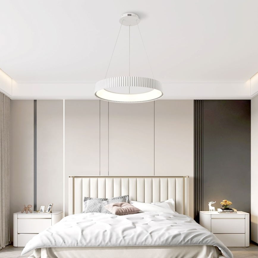 Brilagi - Dæmpbar LED-pendel på wire FALCON MODERN LED/54W/230V Ø 60 cm hvid + fjernbetjening