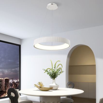 Brilagi - Dæmpbar LED-pendel på wire FALCON MODERN LED/54W/230V Ø 60 cm hvid + fjernbetjening
