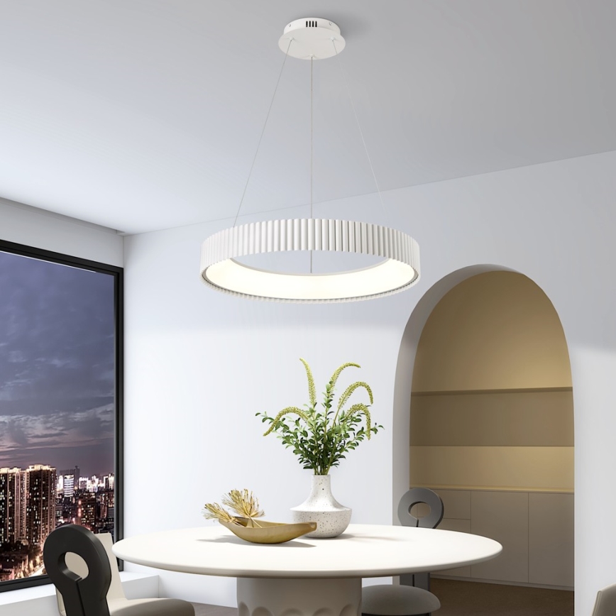 Brilagi - Dæmpbar LED-pendel på wire FALCON MODERN LED/54W/230V Ø 60 cm hvid + fjernbetjening