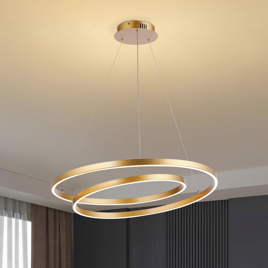 Brilagi - TWISTER LED-dæmpbar pendel med wire LED/75W/230V 3000-6000K Ø 70 cm guld + fjernbetjening