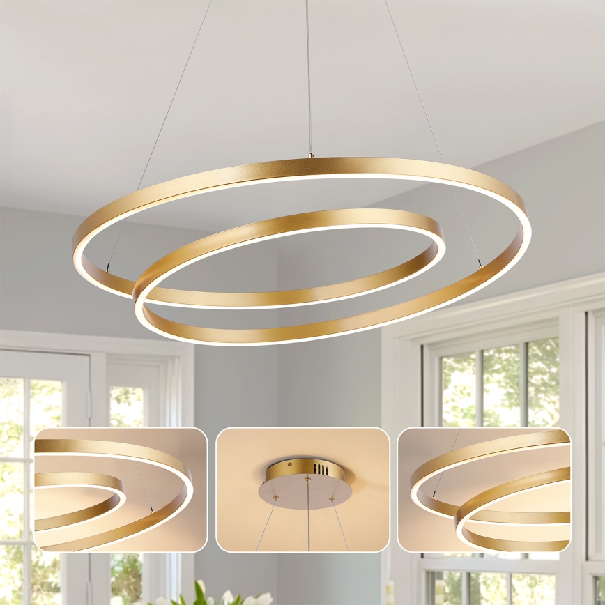 Brilagi - TWISTER LED-dæmpbar pendel med wire LED/75W/230V 3000-6000K Ø 70 cm guld + fjernbetjening