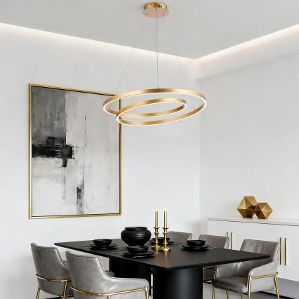 Brilagi - TWISTER LED-dæmpbar pendel med wire LED/75W/230V 3000-6000K Ø 70 cm guld + fjernbetjening