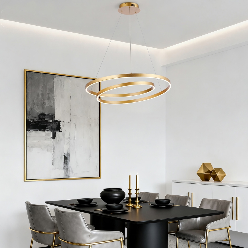 Brilagi - TWISTER LED-dæmpbar pendel med wire LED/75W/230V 3000-6000K Ø 70 cm guld + fjernbetjening