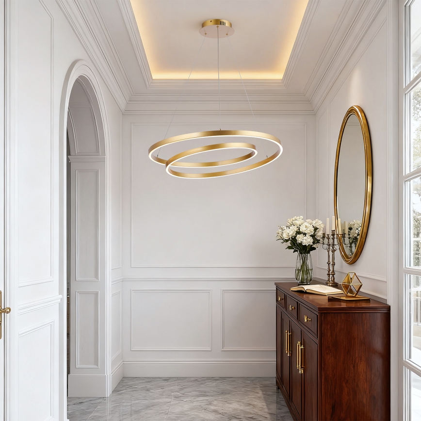 Brilagi - TWISTER LED-dæmpbar pendel med wire LED/75W/230V 3000-6000K Ø 70 cm guld + fjernbetjening