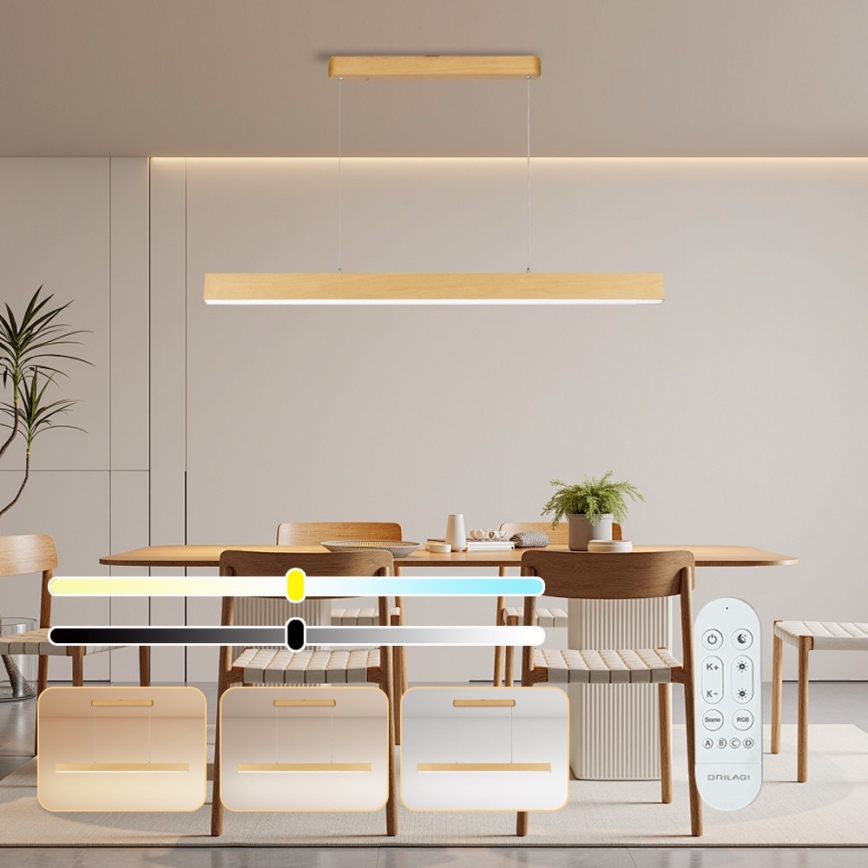 Brilagi - LED dæmpbar lysekrone SLEEKLINE SMART LED/40W/230V Wi-Fi Tuya egetræslook + fjernbetjening