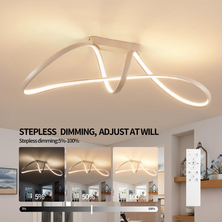 Brilagi - Dæmpbar LED-plafondlampe TWISTER LED/60W/230V 3000-6000K beige + fjernbetjening