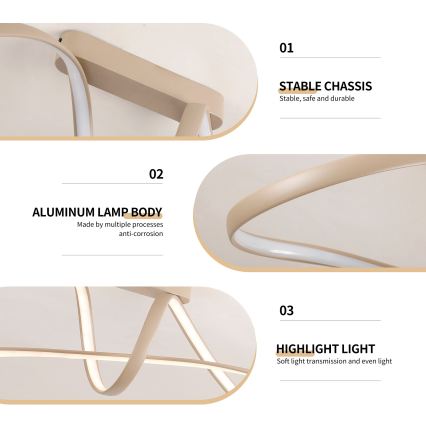 Brilagi - Dæmpbar LED-plafondlampe TWISTER LED/60W/230V 3000-6000K beige + fjernbetjening