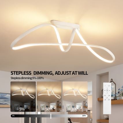 Brilagi - LED dæmpbar loftlampe TWISTER LED/60W/230V 3000-6000K hvid + fjernbetjening