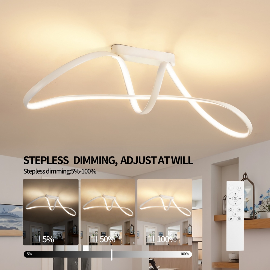 Brilagi - LED dæmpbar loftlampe TWISTER LED/60W/230V 3000-6000K hvid + fjernbetjening