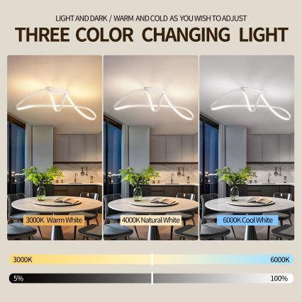 Brilagi - LED dæmpbar loftlampe TWISTER LED/60W/230V 3000-6000K hvid + fjernbetjening