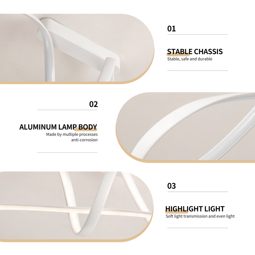 Brilagi - LED dæmpbar loftlampe TWISTER LED/60W/230V 3000-6000K hvid + fjernbetjening