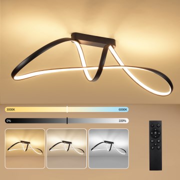 Brilagi - LED dæmpbar overflademonteret loftlampe TWISTER LED/60W/230V 3000-6000K sort + fjernbetjening