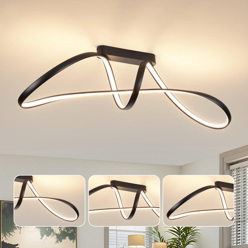 Brilagi - LED dæmpbar overflademonteret loftlampe TWISTER LED/60W/230V 3000-6000K sort + fjernbetjening