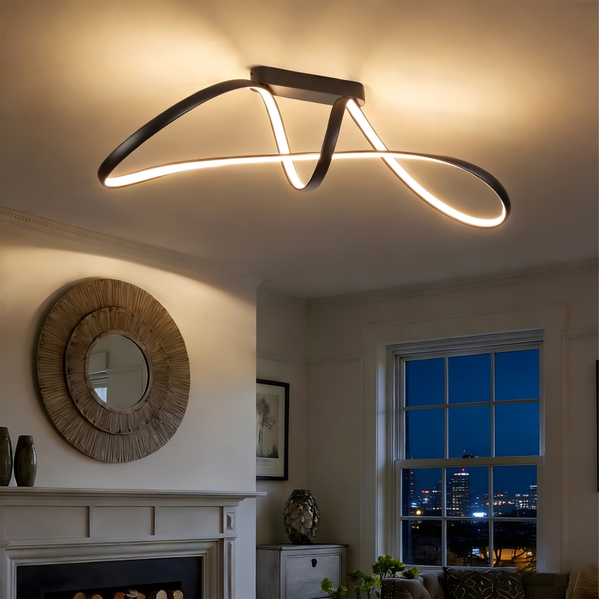 Brilagi - LED dæmpbar overflademonteret loftlampe TWISTER LED/60W/230V 3000-6000K sort + fjernbetjening