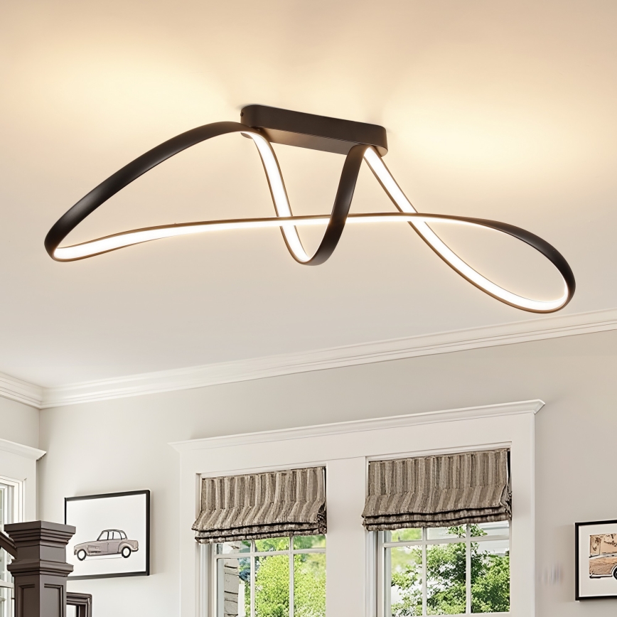 Brilagi - LED dæmpbar overflademonteret loftlampe TWISTER LED/60W/230V 3000-6000K sort + fjernbetjening