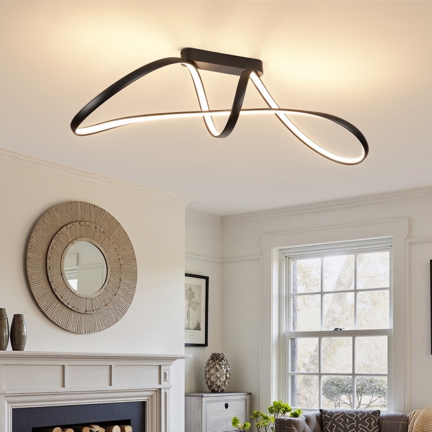 Brilagi - LED dæmpbar overflademonteret loftlampe TWISTER LED/60W/230V 3000-6000K sort + fjernbetjening