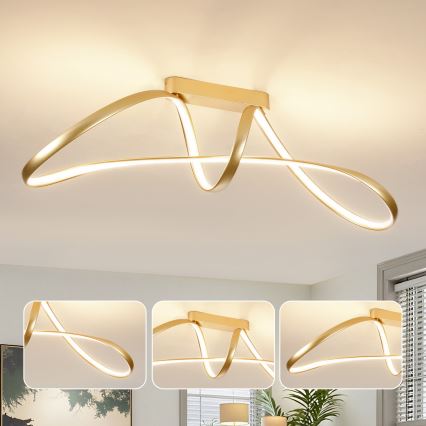 Brilagi - LED dæmpbar overflademonteret loftlampe TWISTER LED/60W/230V 3000-6000K guld + fjernbetjening