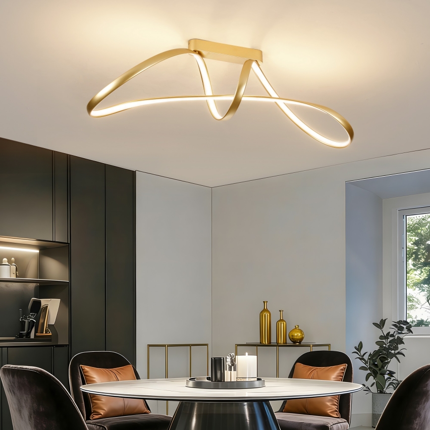 Brilagi - LED dæmpbar overflademonteret loftlampe TWISTER LED/60W/230V 3000-6000K guld + fjernbetjening