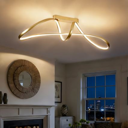 Brilagi - LED dæmpbar overflademonteret loftlampe TWISTER LED/60W/230V 3000-6000K guld + fjernbetjening