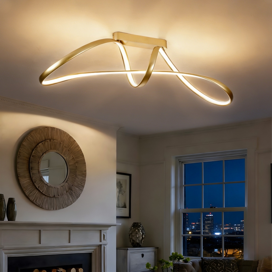 Brilagi - LED dæmpbar overflademonteret loftlampe TWISTER LED/60W/230V 3000-6000K guld + fjernbetjening