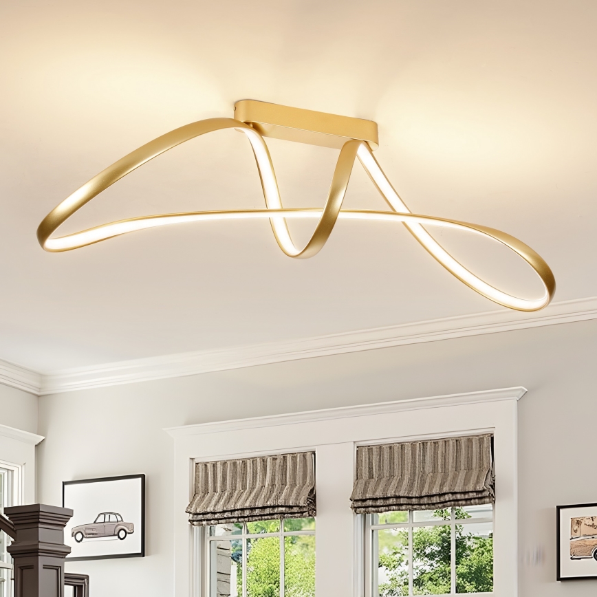 Brilagi - LED dæmpbar overflademonteret loftlampe TWISTER LED/60W/230V 3000-6000K guld + fjernbetjening