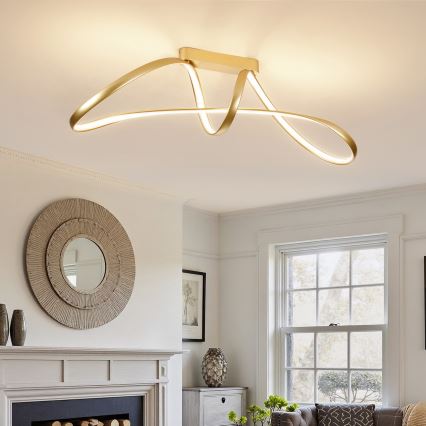 Brilagi - LED dæmpbar overflademonteret loftlampe TWISTER LED/60W/230V 3000-6000K guld + fjernbetjening