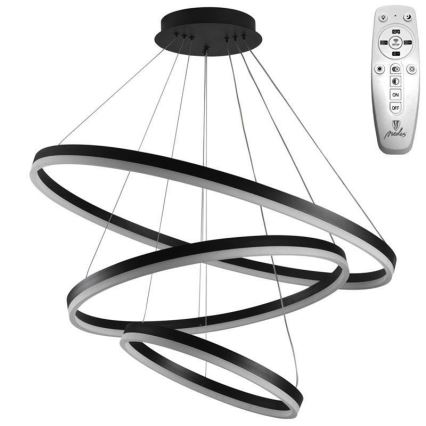 Brilagi - LED-dæmpbar pendel på wire CIRCLE LED/125W/230V 3000–6500K Ø 80 cm sort + fjernbetjening