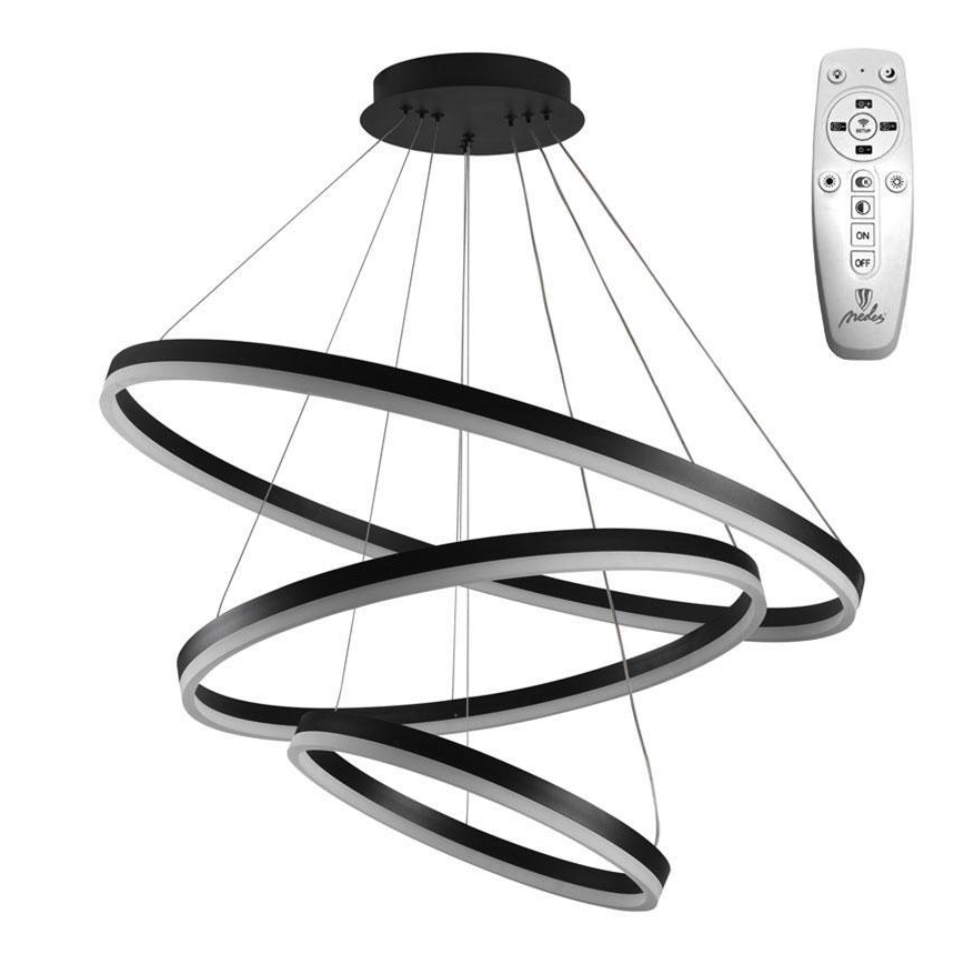 Brilagi - LED-dæmpbar pendel på wire CIRCLE LED/125W/230V 3000–6500K Ø 80 cm sort + fjernbetjening