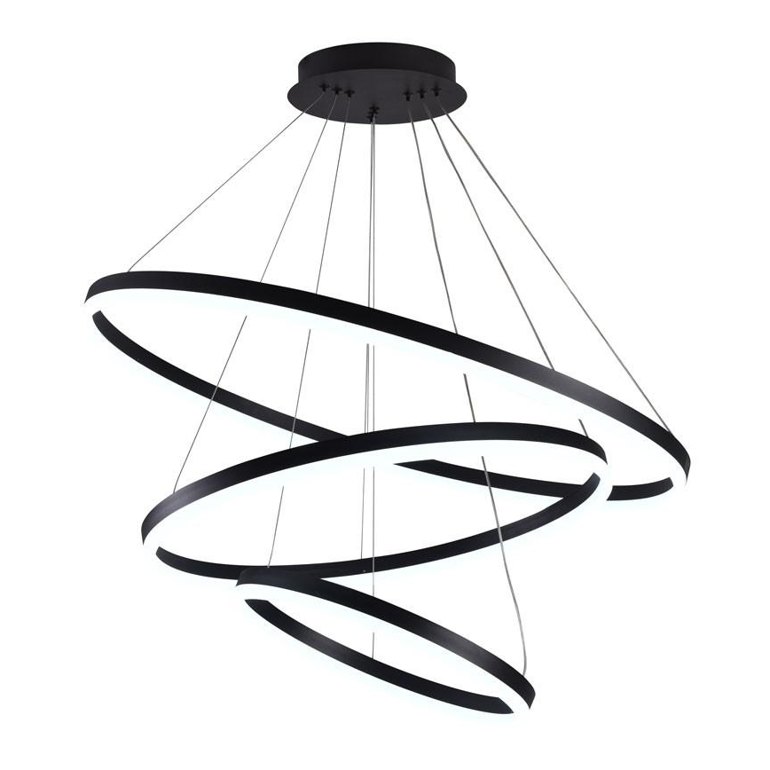 Brilagi - LED-dæmpbar pendel på wire CIRCLE LED/125W/230V 3000–6500K Ø 80 cm sort + fjernbetjening