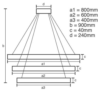 Brilagi - LED-dæmpbar pendel på wire CIRCLE LED/125W/230V 3000–6500K Ø 80 cm sort + fjernbetjening