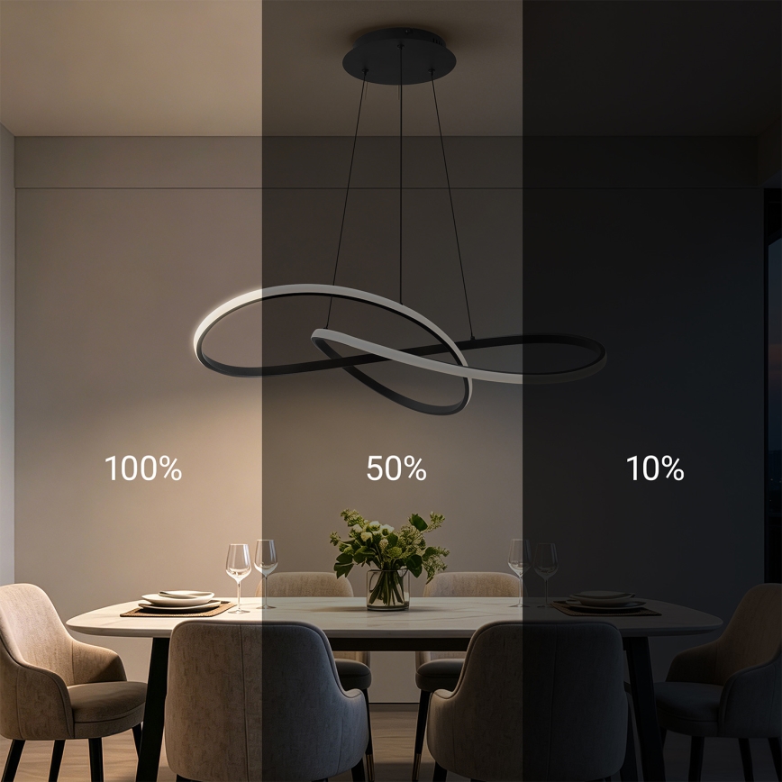 Brilagi - LED Dæmpbar pendel på wire INFINITY LED/80W/230V 3000-6000K 80x80 cm sort inkl. fjernbetjening