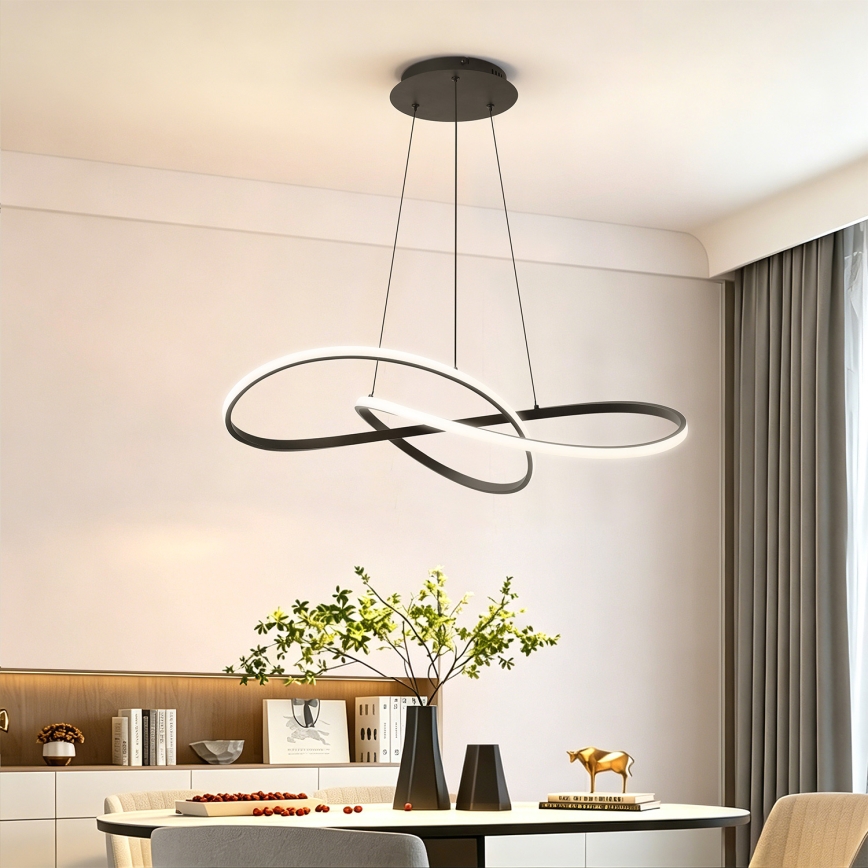 Brilagi - LED Dæmpbar pendel på wire INFINITY LED/80W/230V 3000-6000K 80x80 cm sort inkl. fjernbetjening