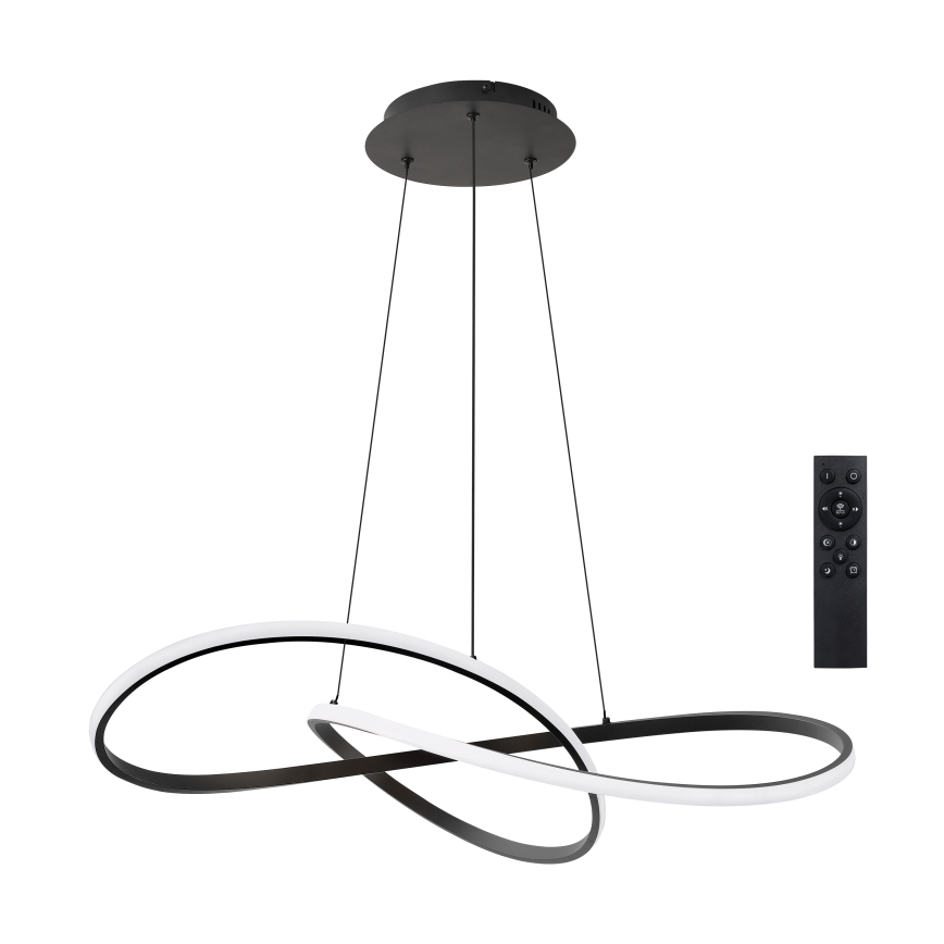 Brilagi - LED Dæmpbar pendel på wire INFINITY LED/80W/230V 3000-6000K 80x80 cm sort inkl. fjernbetjening