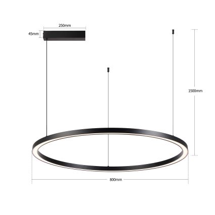 Brilagi - Dæmpbar LED-pendel på wire PORTOFINO LED/60W/230V 3000–6000K Ø 80 cm sort + fjernbetjening