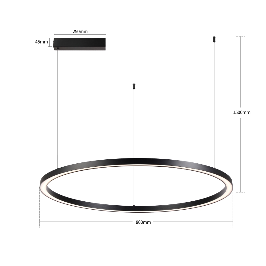 Brilagi - Dæmpbar LED-pendel på wire PORTOFINO LED/60W/230V 3000–6000K Ø 80 cm sort + fjernbetjening