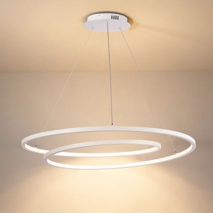 Brilagi - LED-dæmpbar pendel på wire TWISTER LED/105W/230V 3000-6000K Ø 100 cm hvid + fjernbetjening