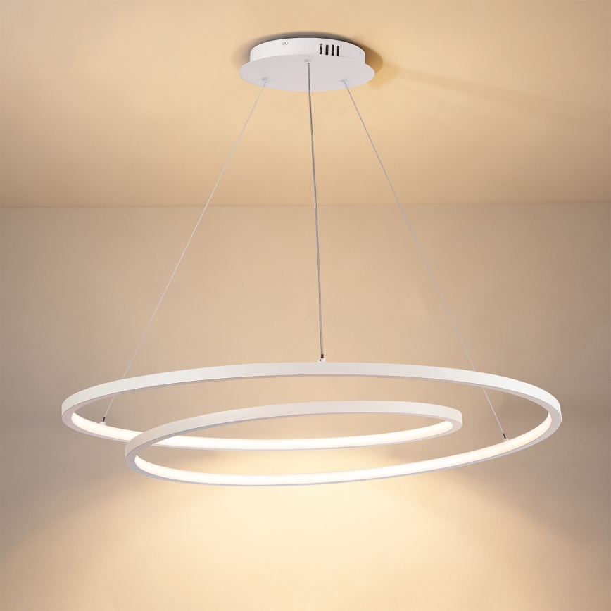 Brilagi - LED-dæmpbar pendel på wire TWISTER LED/105W/230V 3000-6000K Ø 100 cm hvid + fjernbetjening