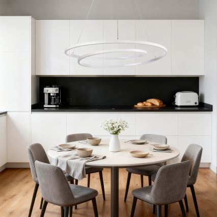 Brilagi - LED-dæmpbar pendel på wire TWISTER LED/105W/230V 3000-6000K Ø 100 cm hvid + fjernbetjening