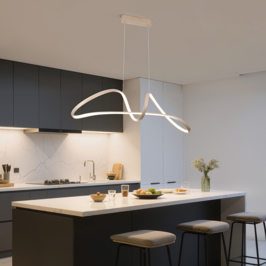 Brilagi - LED dæmpbar pendel med wireophæng TWISTER LED/60W/230V 3000-6000K beige + fjernbetjening