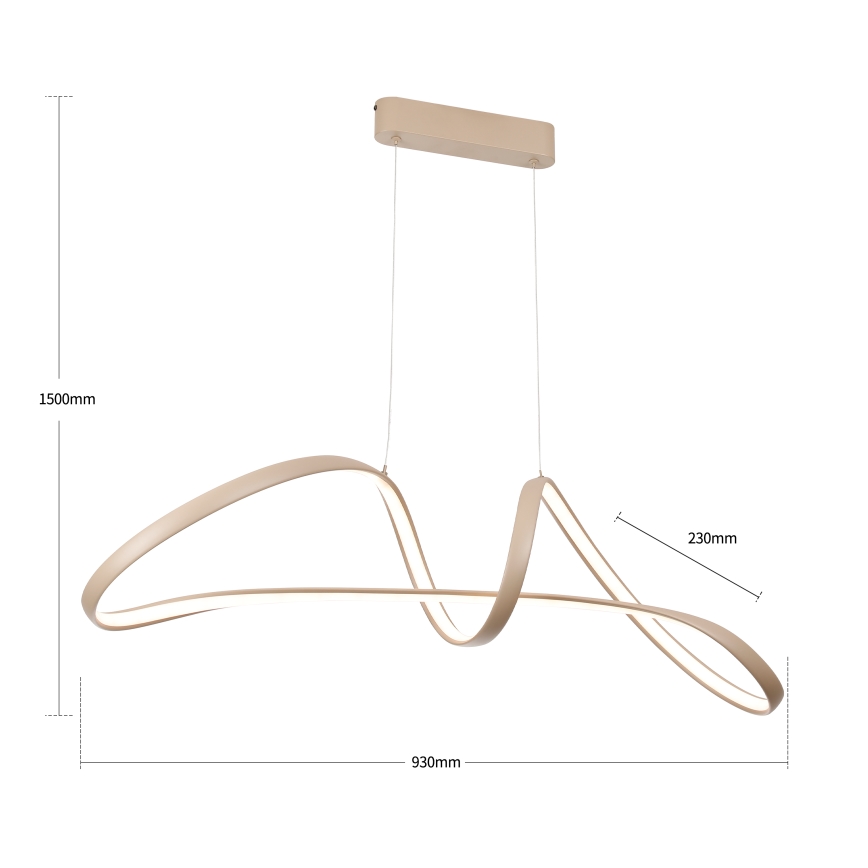 Brilagi - LED dæmpbar pendel med wireophæng TWISTER LED/60W/230V 3000-6000K beige + fjernbetjening