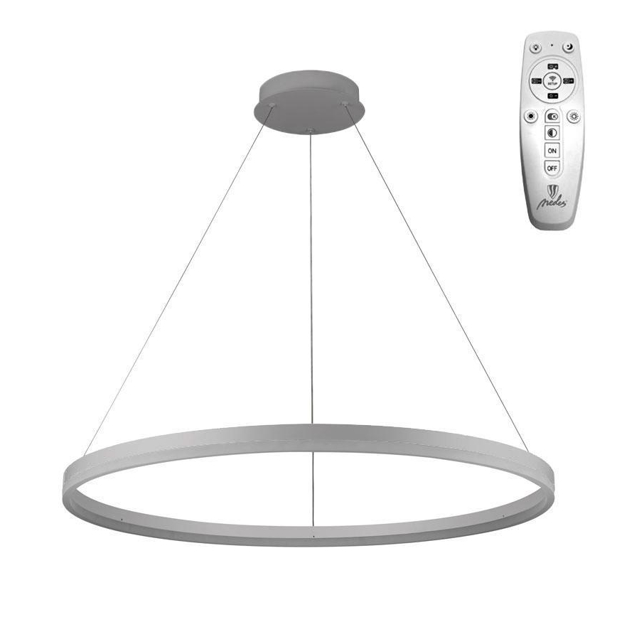 Brilagi - Dæmpbar LED-pendel på wire CIRCLE LED/55W/230V 3000–6500K Ø 80 cm, sølv + fjernbetjening